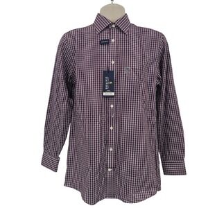 Stafford Shirt Men 14.5 32/33 Red Check Regular Fit Wrinkle Resistant Dress